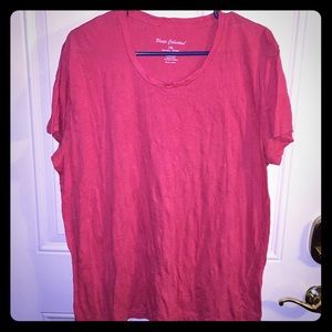 Pleats brand crinkly T-shirt in persimmon size 1X